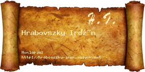 Hrabovszky Irén névjegykártya